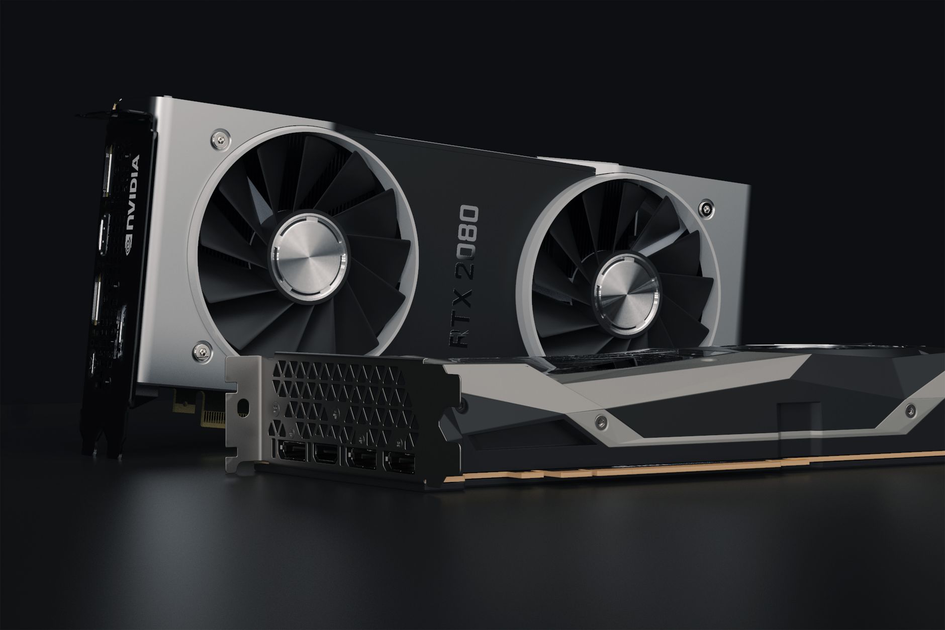 Ilustração de chips de GPU e servidores de data center contrastando com placas de vídeo gamer, simbolizando a virada da Nvidia para IA.